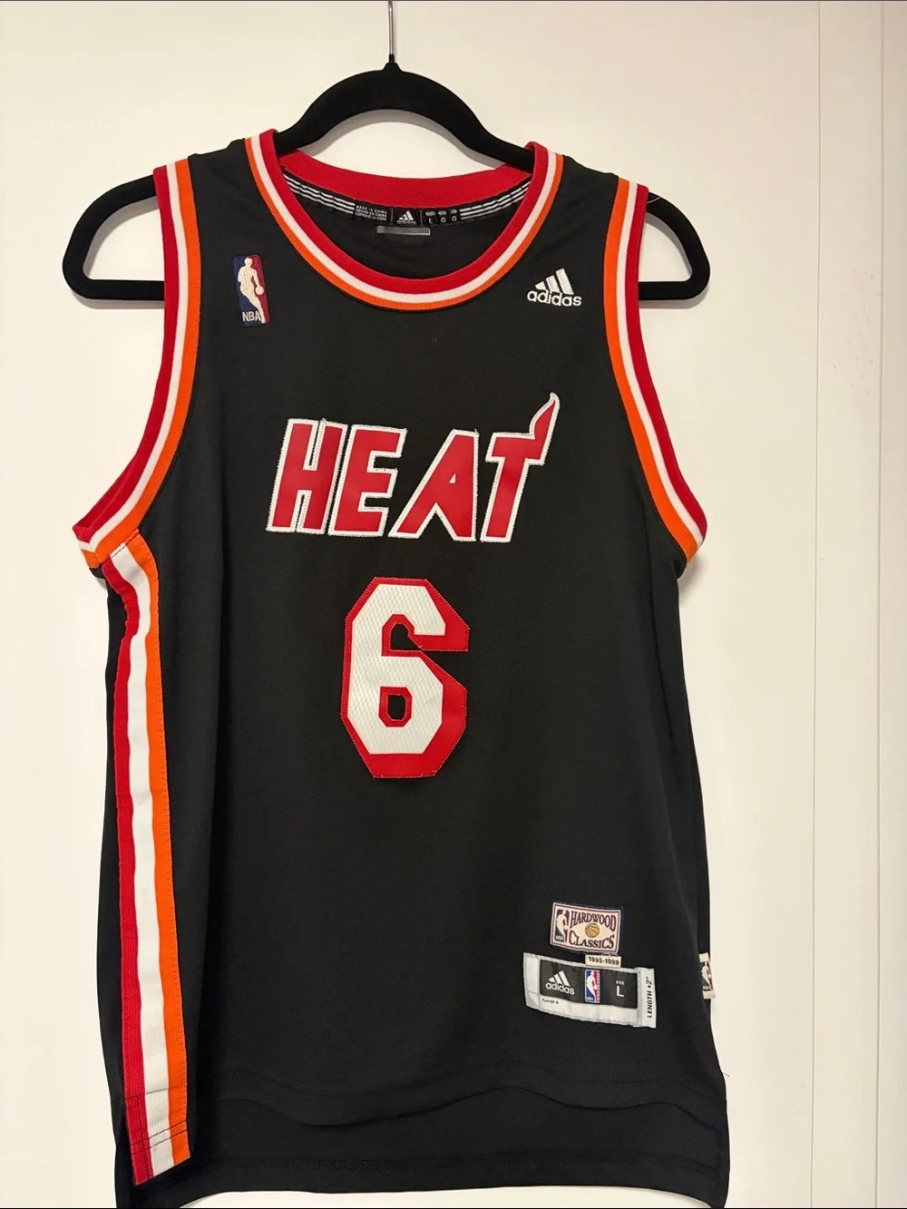 adidas Black Basketball Jersey with Red and Orange Trim - James 6